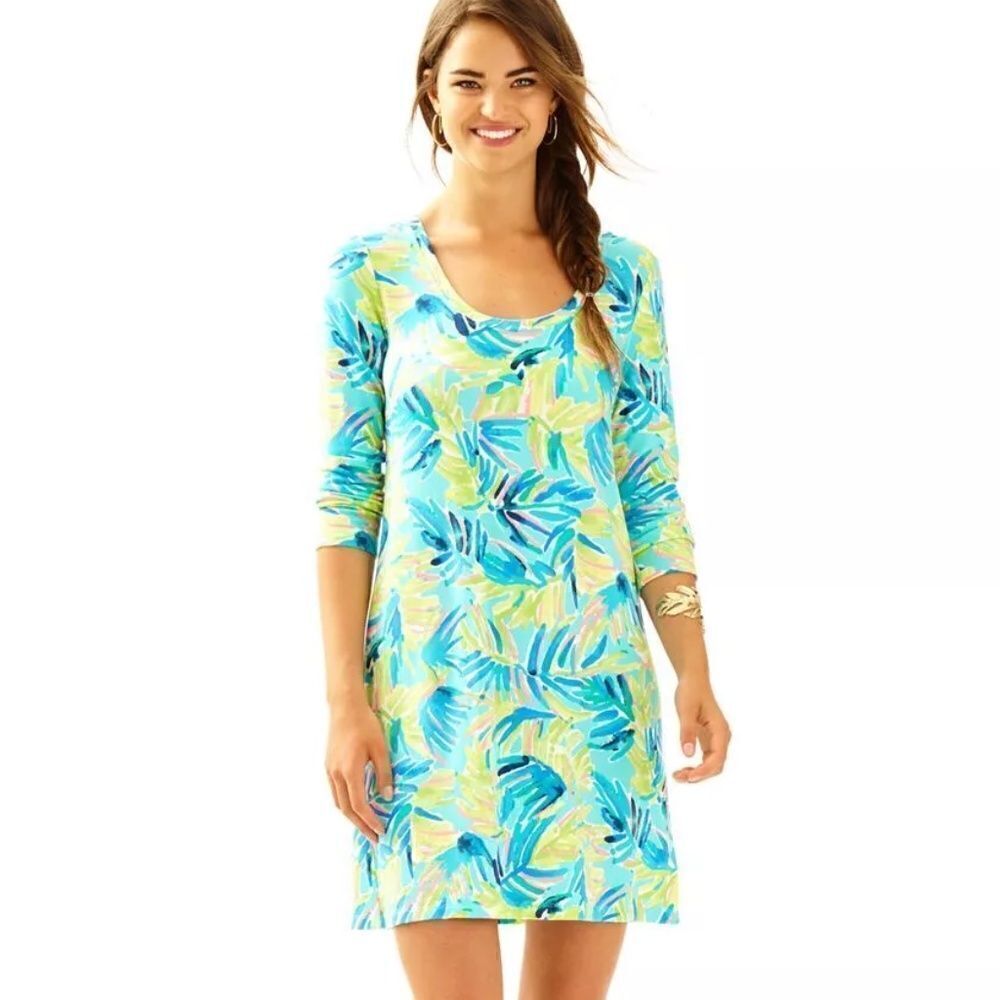 EEUC Lilly Pulitzer Devon Scoop Neck‎ Dress in Multi Serenity Now Size SMALL